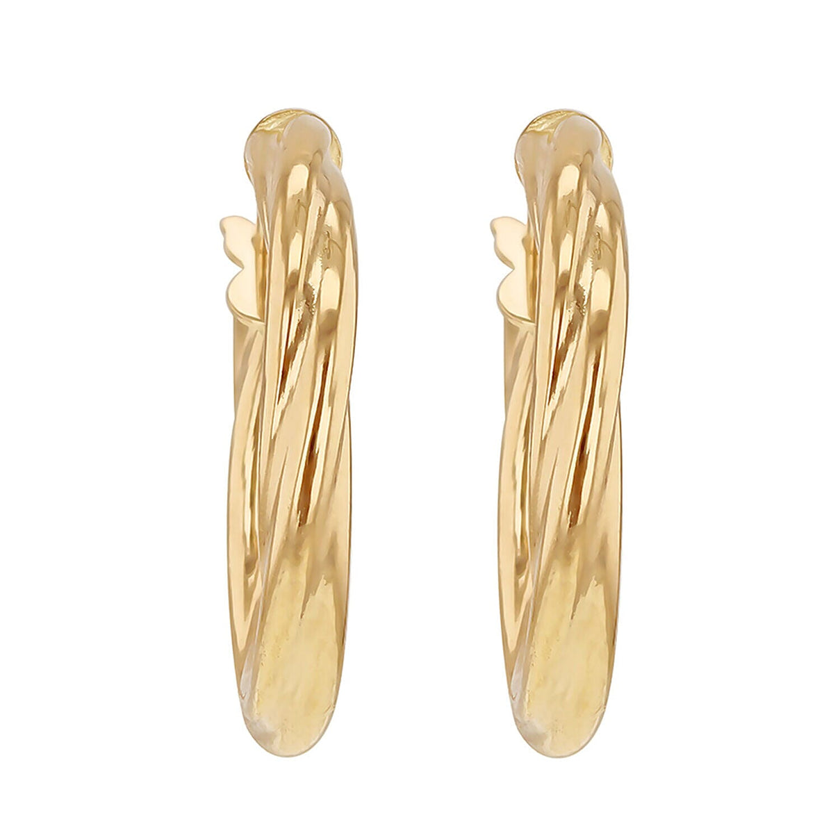 ILIANA 18K Yellow Gold 3mmx 20mm Hollow Twisted Tube Earring 7343027 2