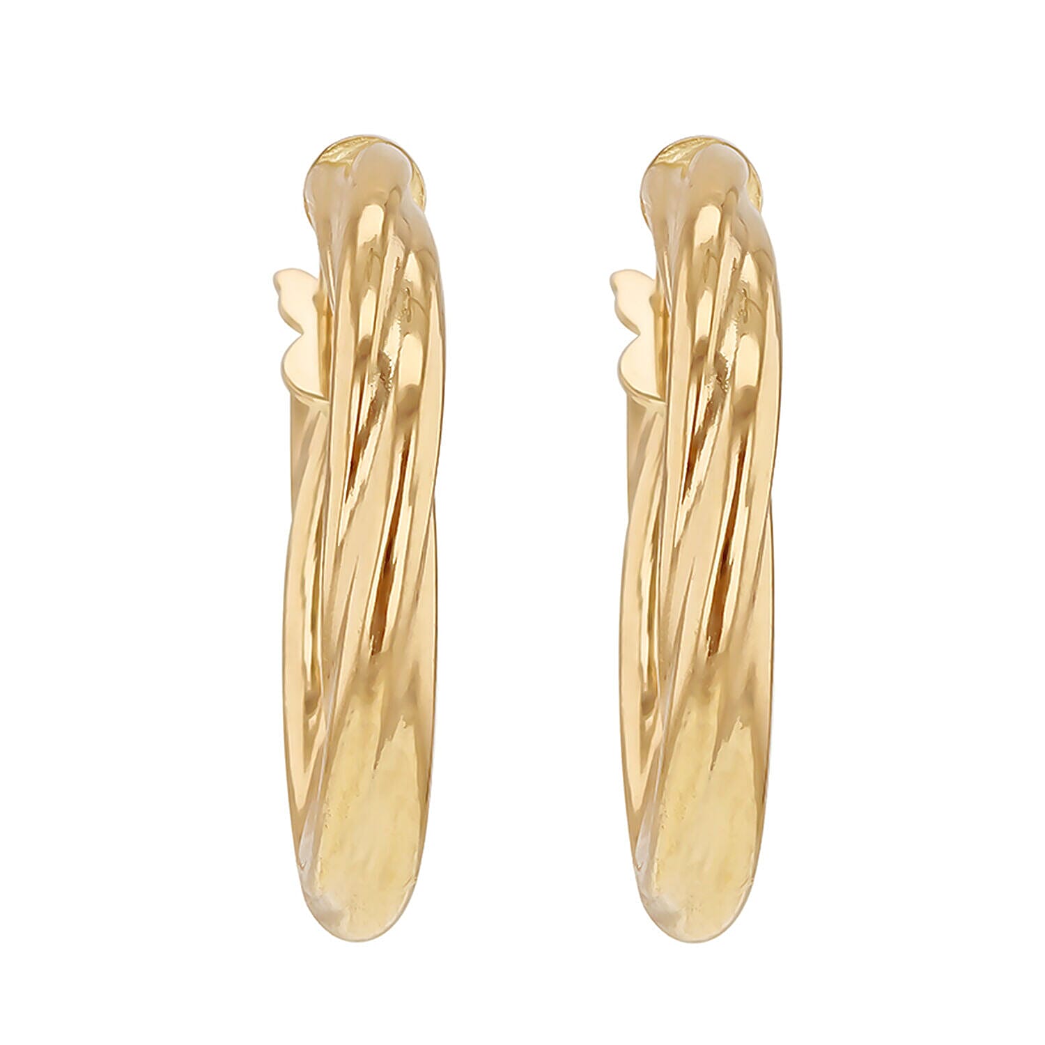 ILIANA 18K Yellow Gold 3mmx 20mm Hollow Twisted Tube Earring 7343027 2