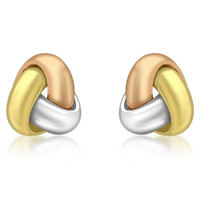 ILIANA 18K Three Colour Gold 9mm x 9mm Triple Knot Stud Earrings 7344327 1