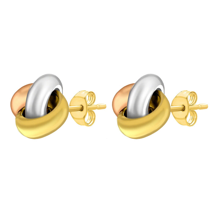 ILIANA 18K Three Colour Gold 9mm x 9mm Triple Knot Stud Earrings 7344327 2