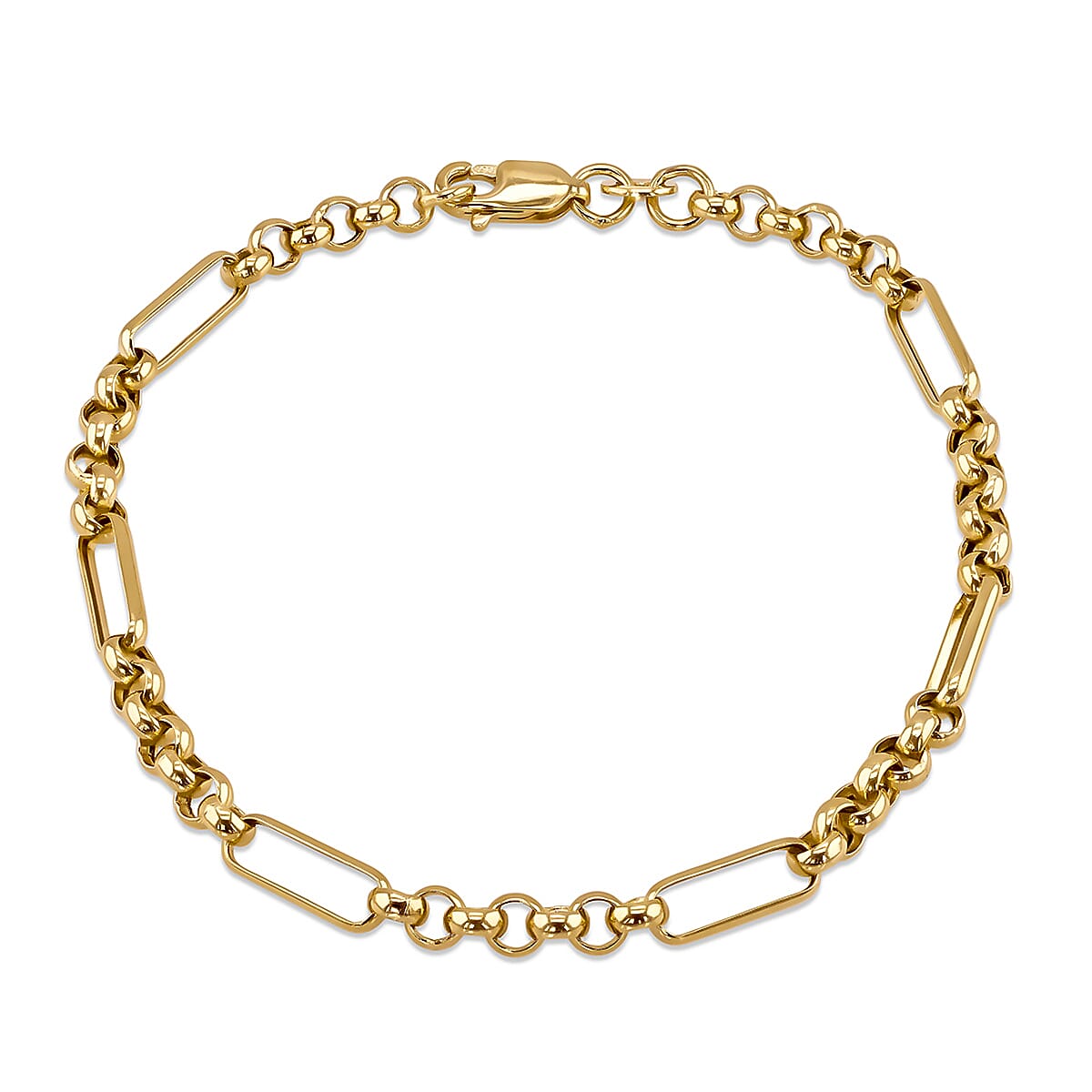 ILIANA 18K Yellow Gold Hollow Figabelcher Albert Bracelet 7.5 Inch 7193222 0