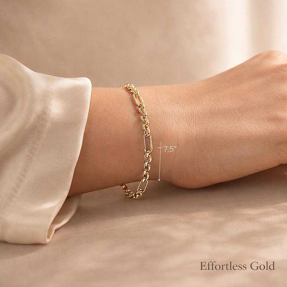 ILIANA 18K Yellow Gold Hollow Figabelcher Albert Bracelet 7.5 Inch 7193222 2