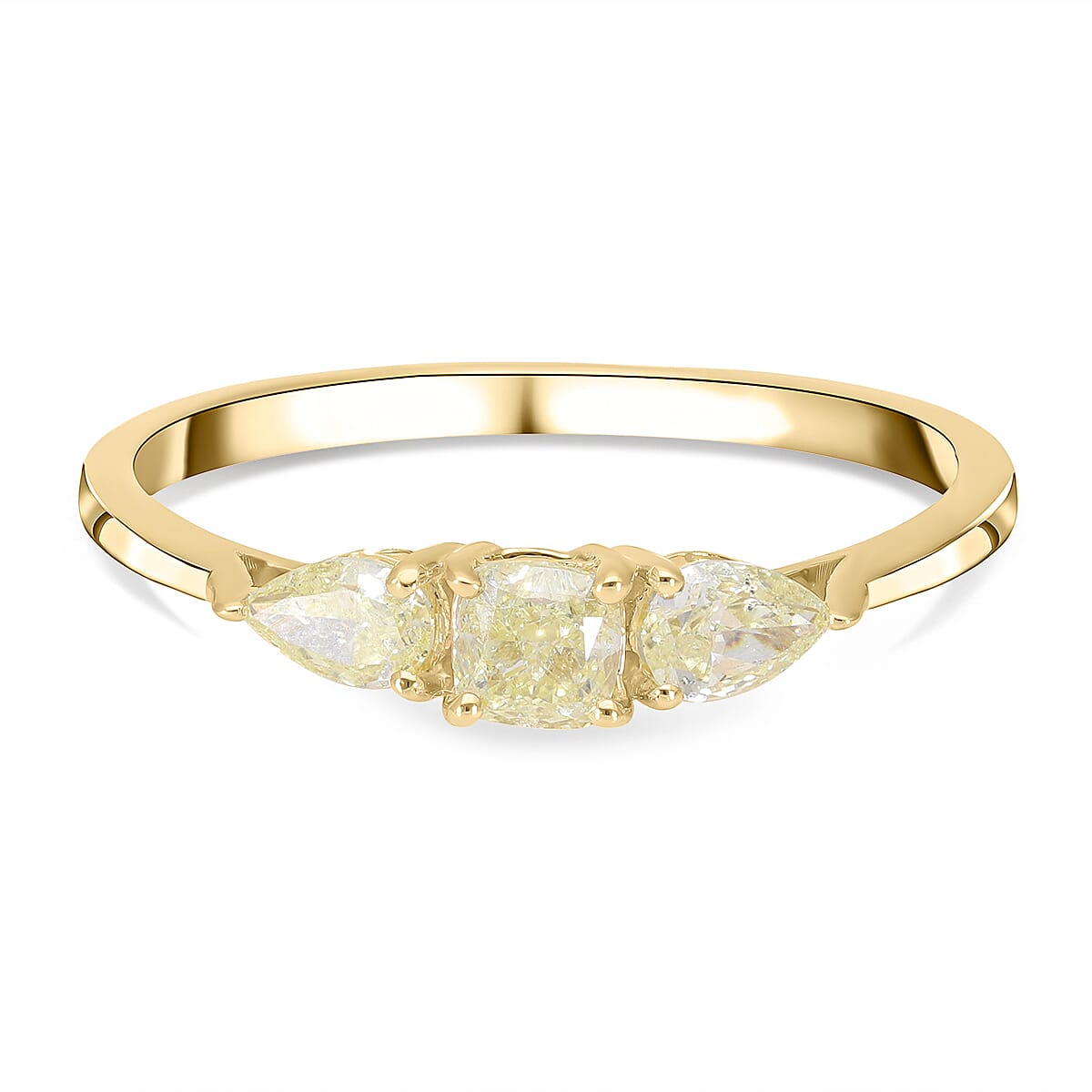 18K Yellow Gold SGL certified Natural Yellow Diamond (SI) Trilogy Ring 1.00 Ct. 7232130 0