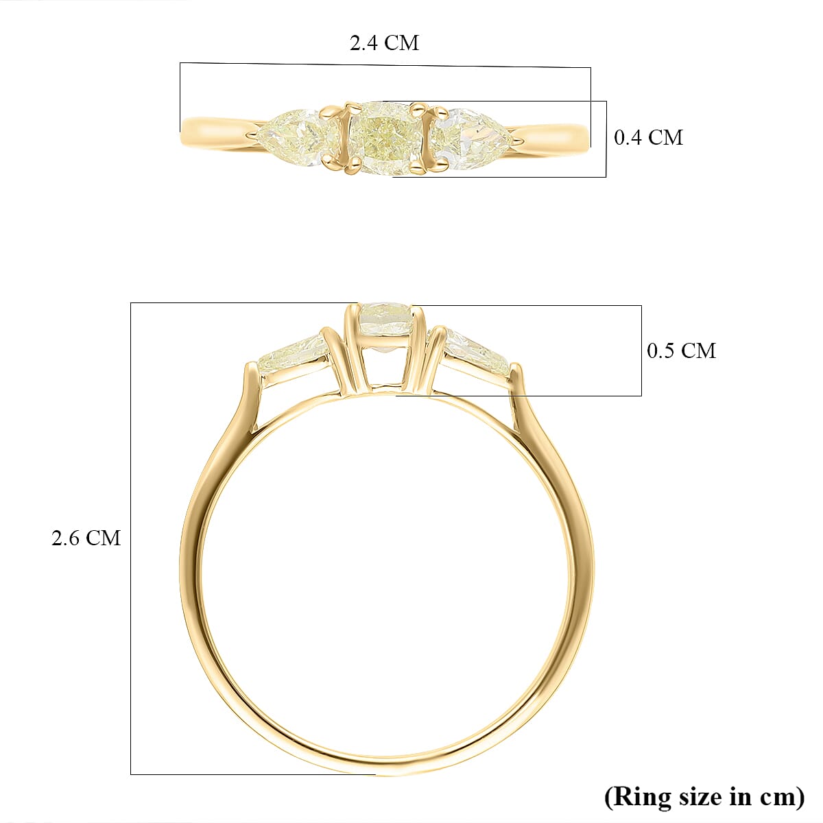 18K Yellow Gold SGL certified Natural Yellow Diamond (SI) Trilogy Ring 1.00 Ct. 7232130 11
