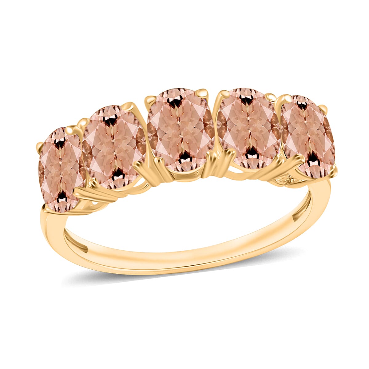 18K Yellow Gold Pink Morganite 5 Stone Ring in Gold Wt. 5.5 grams, 4.50 Ct 8009084 0