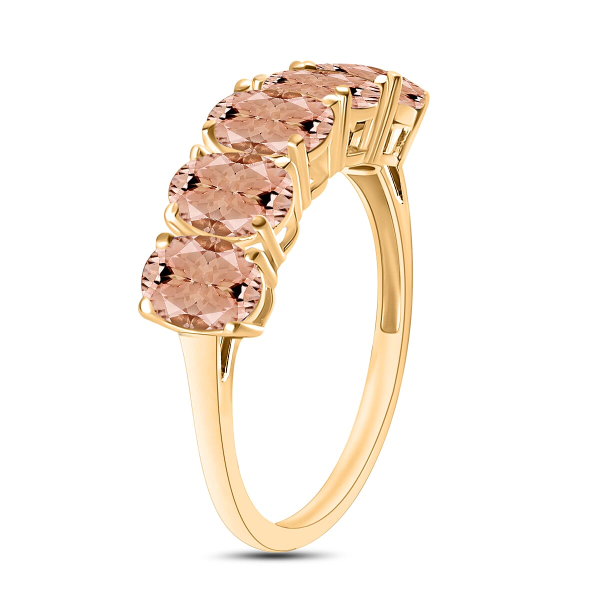 18K Yellow Gold Pink Morganite 5 Stone Ring in Gold Wt. 5.5 grams, 4.50 Ct 8009084 2