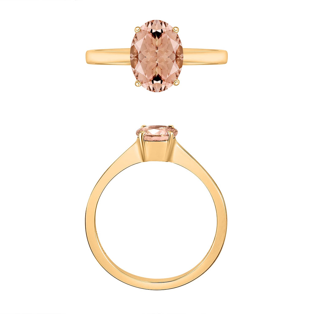 18K Yellow Gold   Pink Morganite  Solitaire Ring 1.40 ct,  Gold Wt. 3 Gms  1.400  Ct.