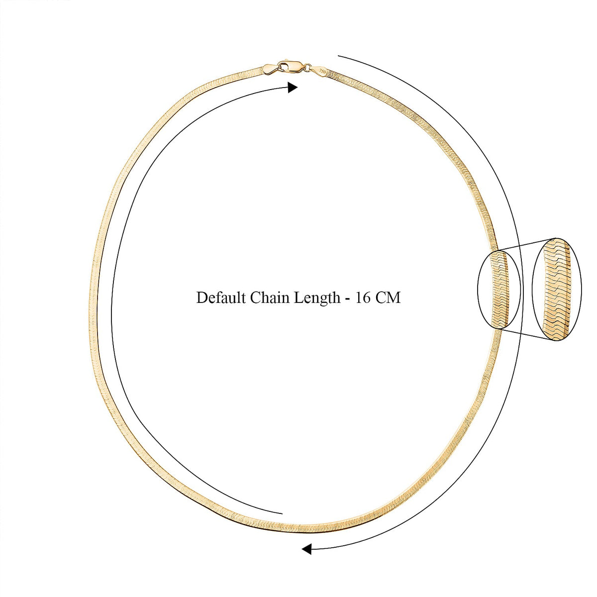 18K Yellow Gold Plain Herringbone Necklace (Size - 18), Gold Wt. 6.1 Gms 7722374 4