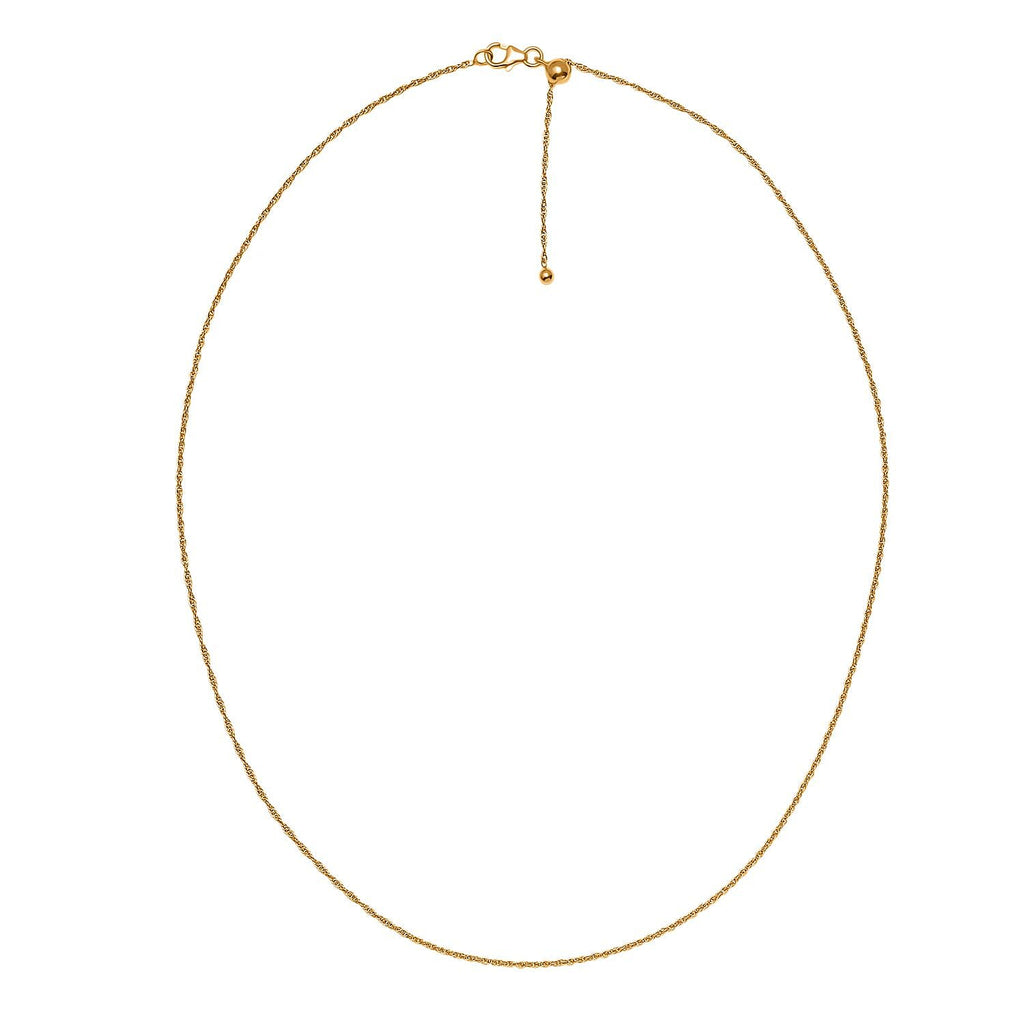 18K Yellow Gold Plating Sterling Silver Adjustable Necklace (Size - 20) with Lobster Clasp
