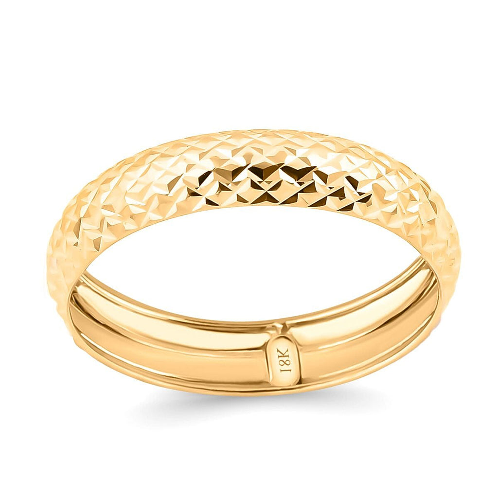 18K Yellow Gold Diamond Cut Band Ring