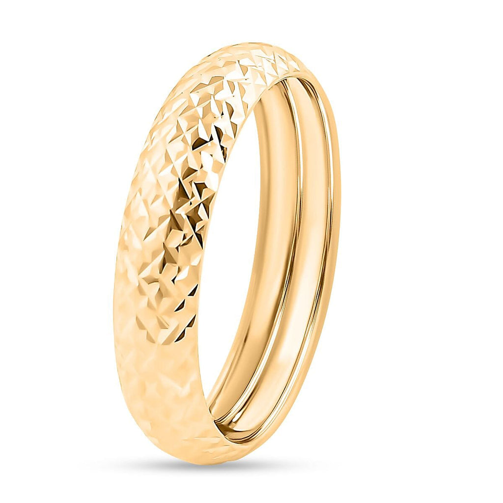 18K Yellow Gold Diamond Cut Band Ring