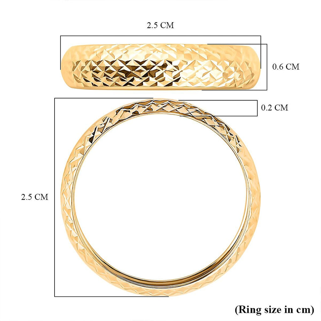 18K Yellow Gold Diamond Cut Band Ring