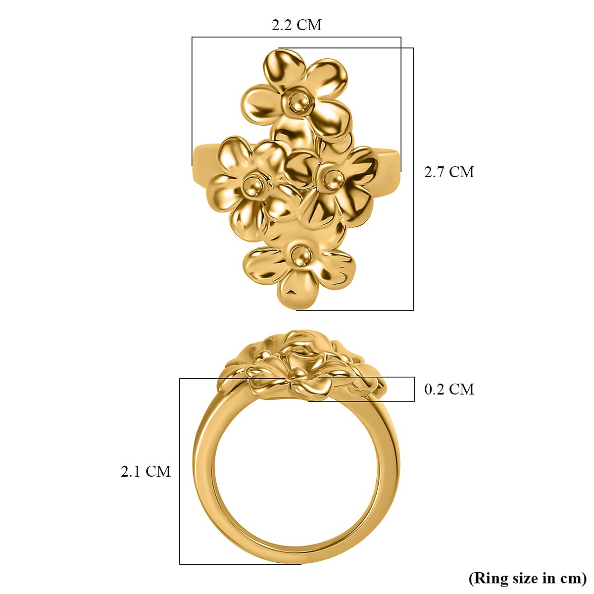 18K Yellow Gold Floral Ring, Gold Wt. 3 Gms 7679038 5