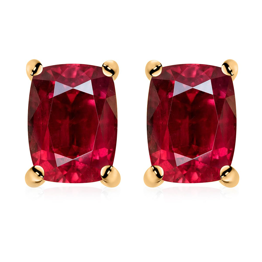 18K Yellow Gold AAA Rubellite Solitaire Stud Push Post Earring with Screw Back 2.00 Ct.