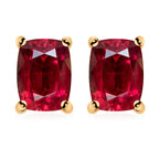 18K Yellow Gold AAA Rubellite Solitaire Stud Push Post Earring with Screw Back 2.00 Ct.