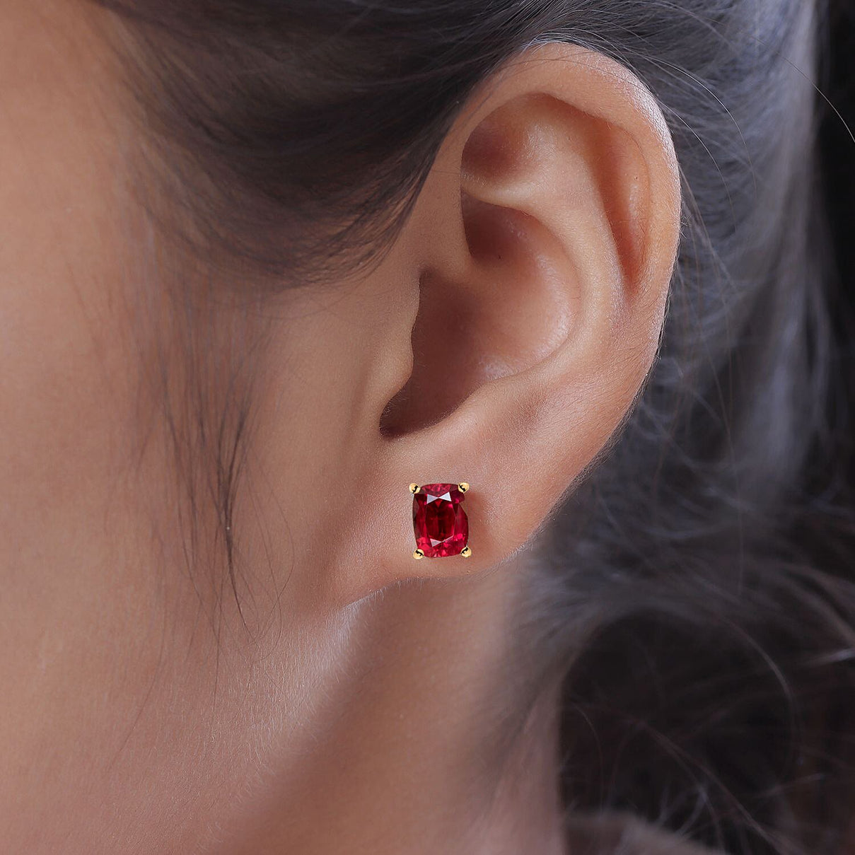 18K Yellow Gold Rubellite Solitaire Stud Push Post Earring 2.60 ct. 8000561 1