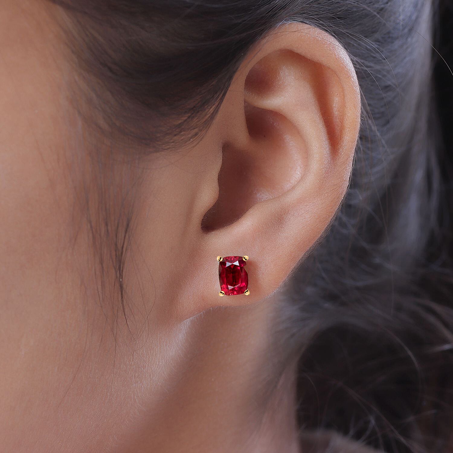 18K Yellow Gold Rubellite Solitaire Stud Push Post Earring 2.60 ct. 8000561 1