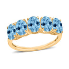18K Yellow Gold   Santamaria Aquamarine  5 Stone Ring 4.15 ct,  Gold Wt. 5.5 Gms  4.150  Ct.