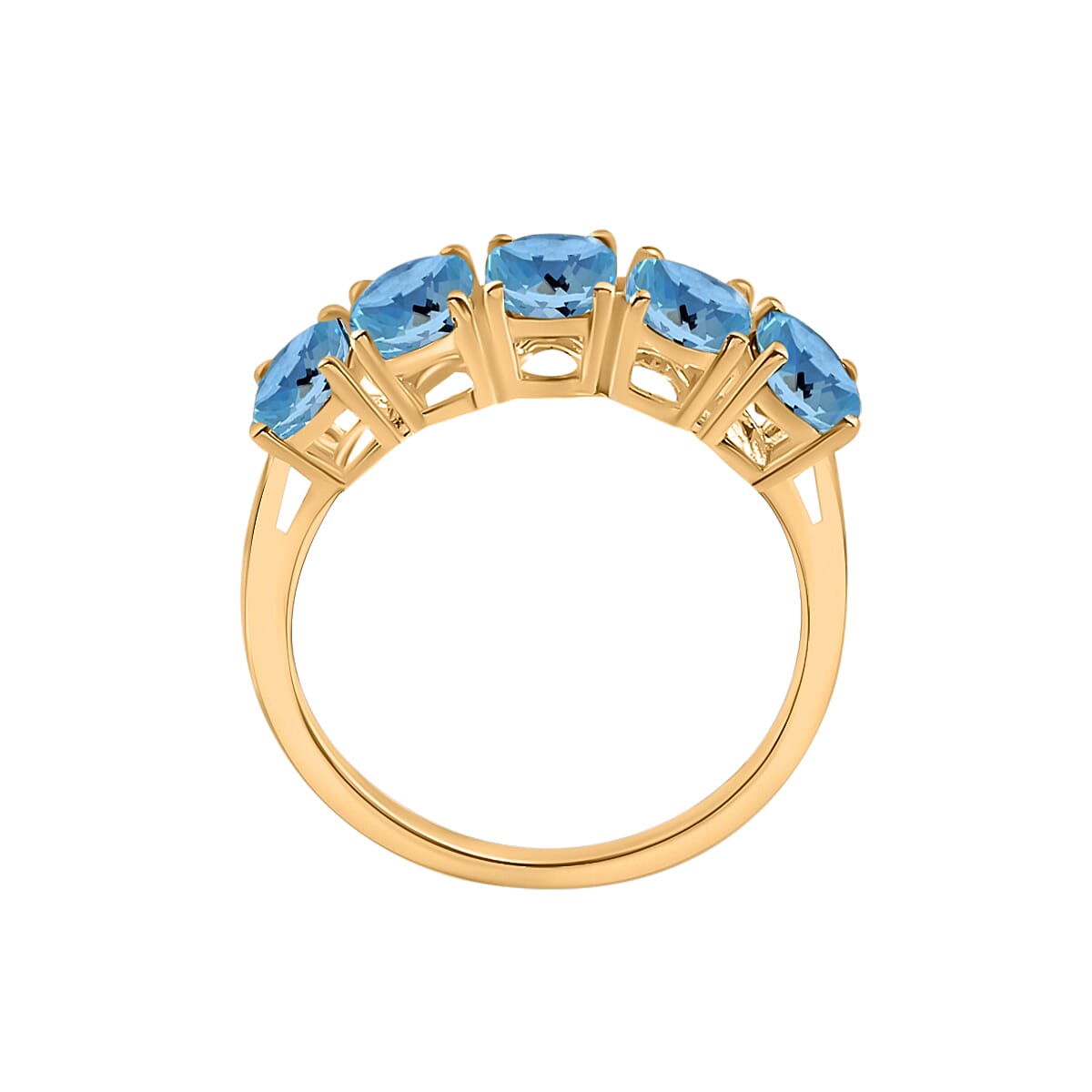 18K Yellow Gold Santamaria Aquamarine 5 Stone Ring in Gold Wt. 5.5 grams, 4.150 Ct 8009594 3