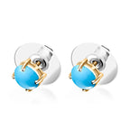 18K Yellow Gold   Sleeping Beauty Turquoise  Solitaire Stud Push Post Earring 1.70 ct,  Gold Wt. 2.5 Gms  1.700  Ct.