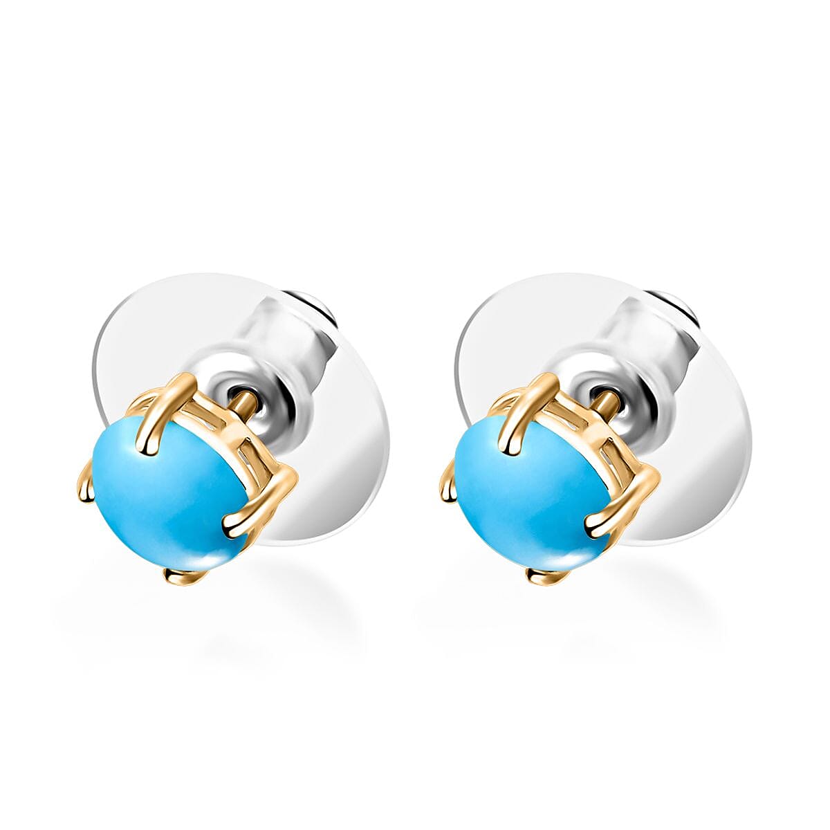 18K Yellow Gold Sleeping Beauty Turquoise Solitaire Stud Push Post Earrings 8000667 3