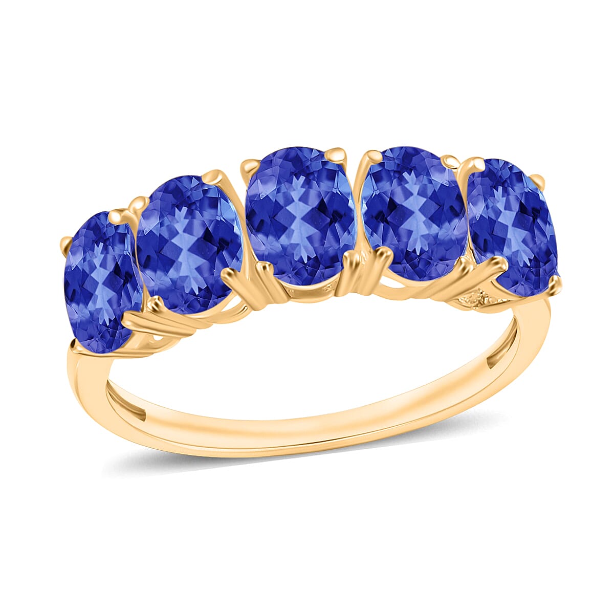 18K Yellow Gold Tanzanite 5 Stone Ring in Gold Wt. 5.5 grams, 4 Ct 8008081 0