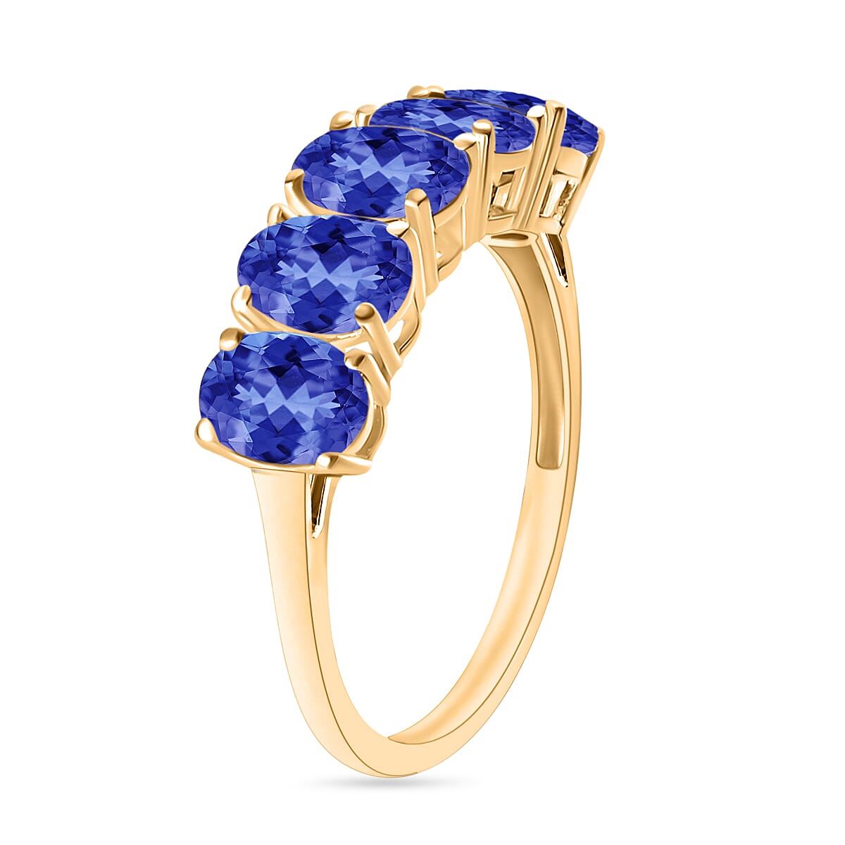 18K Yellow Gold Tanzanite 5 Stone Ring in Gold Wt. 5.5 grams, 4 Ct 8008081 2