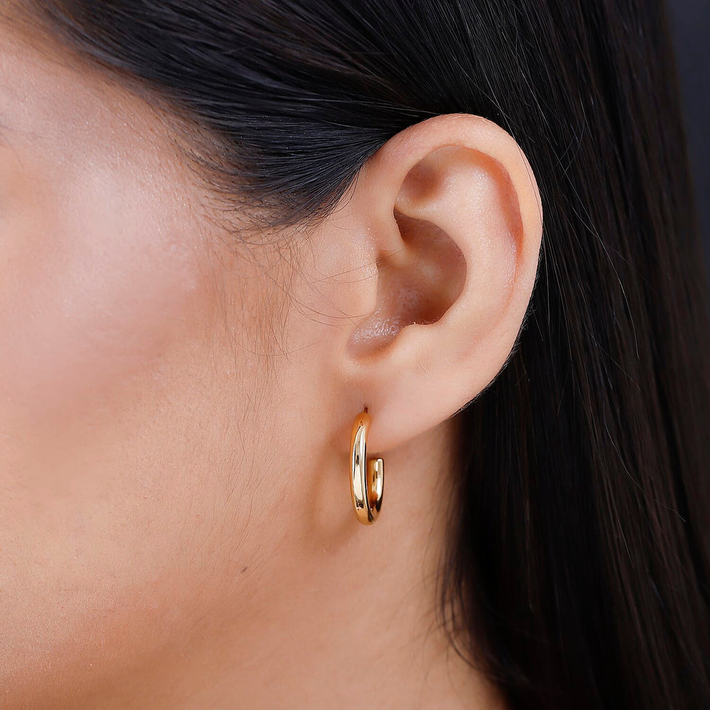 18K Yellow Gold Vermeil Plated Sterling Silver Hoop Earrings, Gold Wt. 5.22 GM
