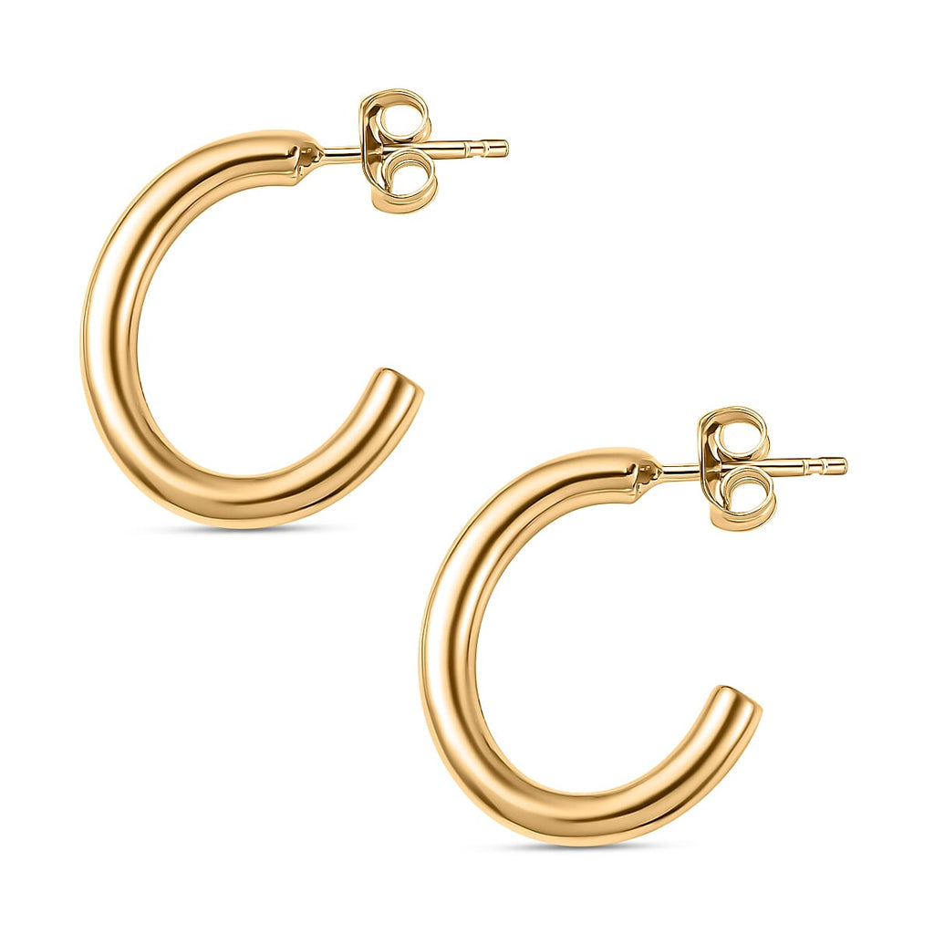 18K Yellow Gold Vermeil Plated Sterling Silver Hoop Earrings, Gold Wt. 5.22 GM