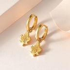 18K Yellow Gold Vermeil Plated Sterling Silver Leaf Earrings