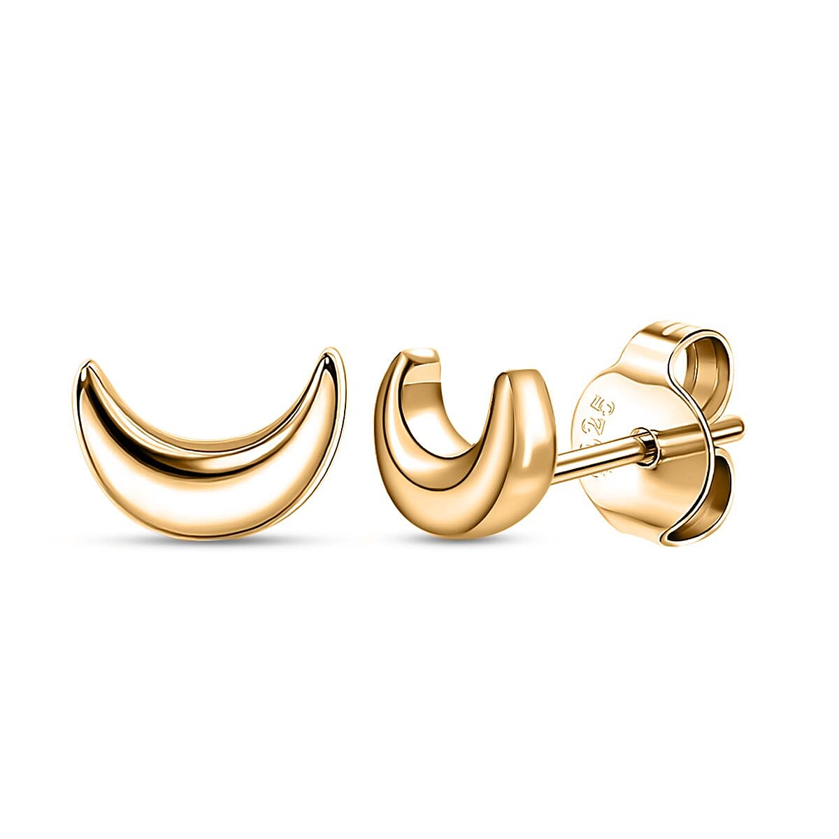 18K Vermeil Yellow Gold Over Sterling Silver Crescent Moon Earrings (with Push Back) 7508631 0