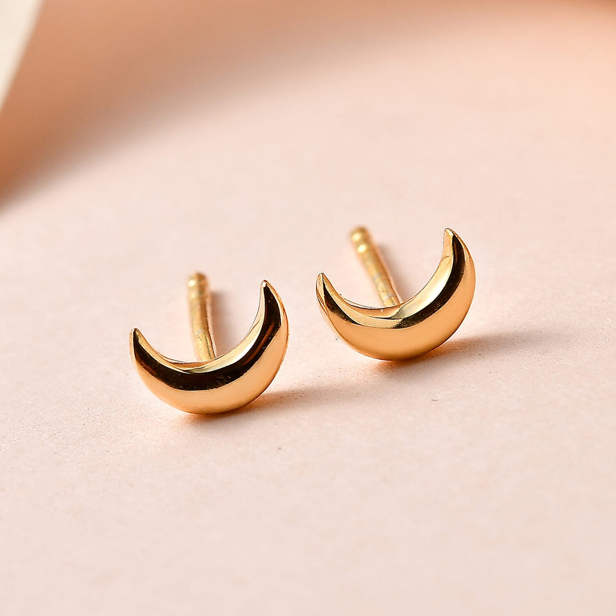 18K Vermeil Yellow Gold Over Sterling Silver Crescent Moon Earrings (with Push Back) 7508631 2