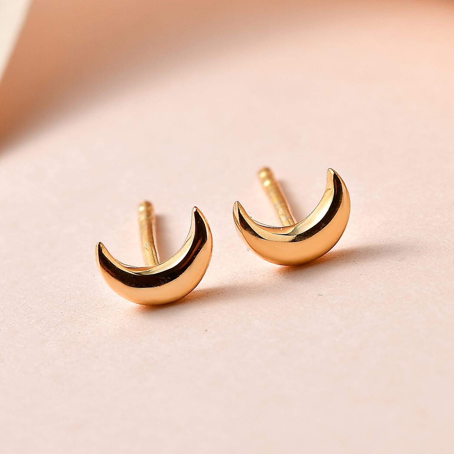 18K Vermeil Yellow Gold Over Sterling Silver Crescent Moon Earrings (with Push Back) 7508631 2