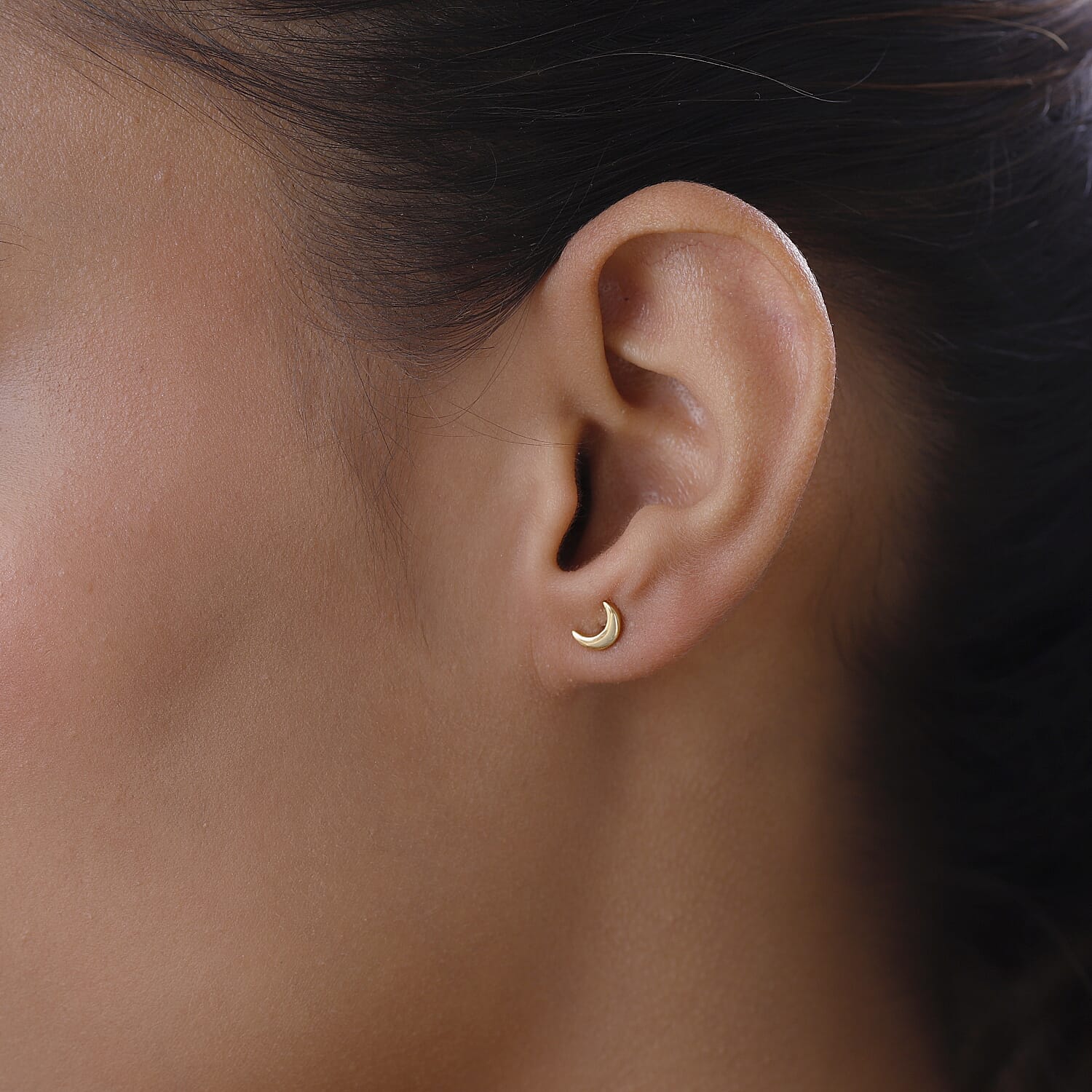 18K Vermeil Yellow Gold Over Sterling Silver Crescent Moon Earrings (with Push Back) 7508631 3