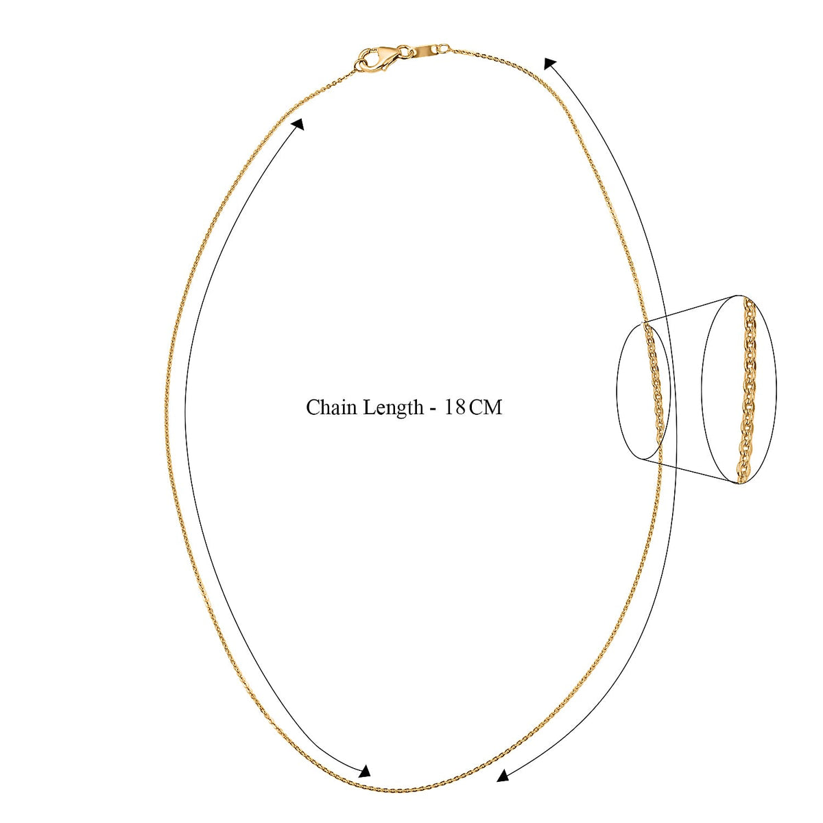 18K Yellow Gold Vermeil Sterling Silver Chain with Lobster Clasp (Size - 18) 7832279 5
