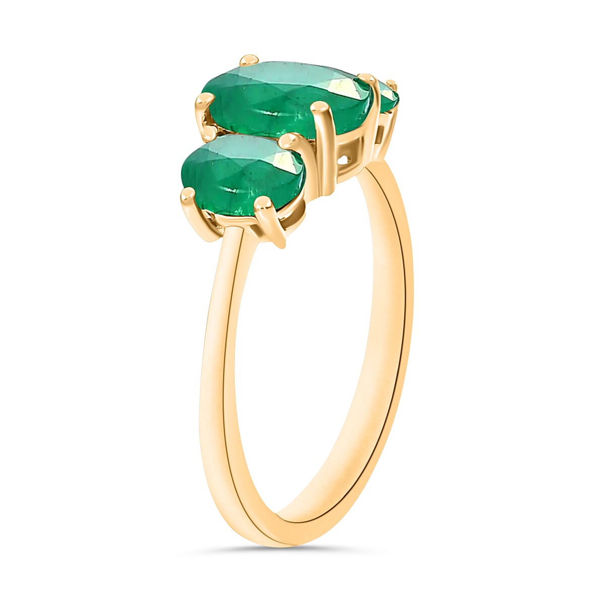 18K Yellow Gold Zambian Emerald 3 Stone Ring in Gold Wt. 5 grams, 2.120 Ct 8007401 3