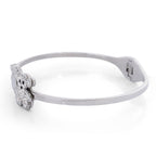 Close Out Deal Black and White Austrian Crystal Enamelled Teddy Bear Bangle (Size - 7.5) in Silver Tone