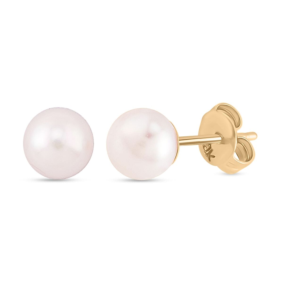 9K Yellow Gold Japanese Akoya Pearl (Rnd) Ball Stud Earrings (with Push Back) 1973316 0