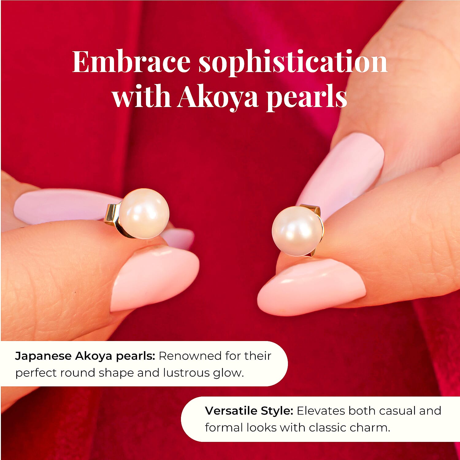 9K Yellow Gold Japanese Akoya Pearl (Rnd) Ball Stud Earrings (with Push Back) 1973316 5
