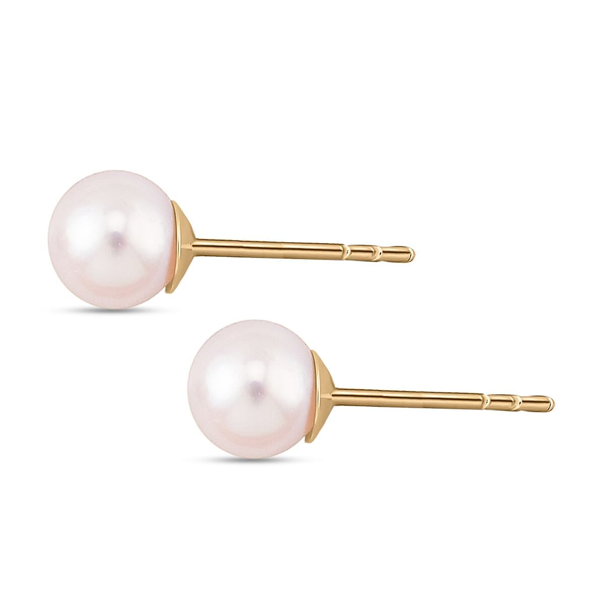 9K Yellow Gold Japanese Akoya Pearl (Rnd) Ball Stud Earrings (with Push Back) 1973316 7