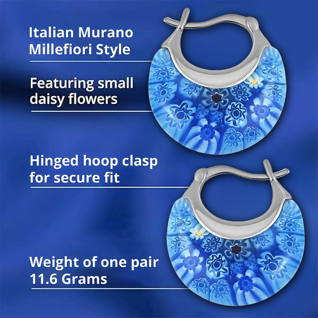 Blue Murano Glass Earring with Clasp in Stainless Steel._1988038_2