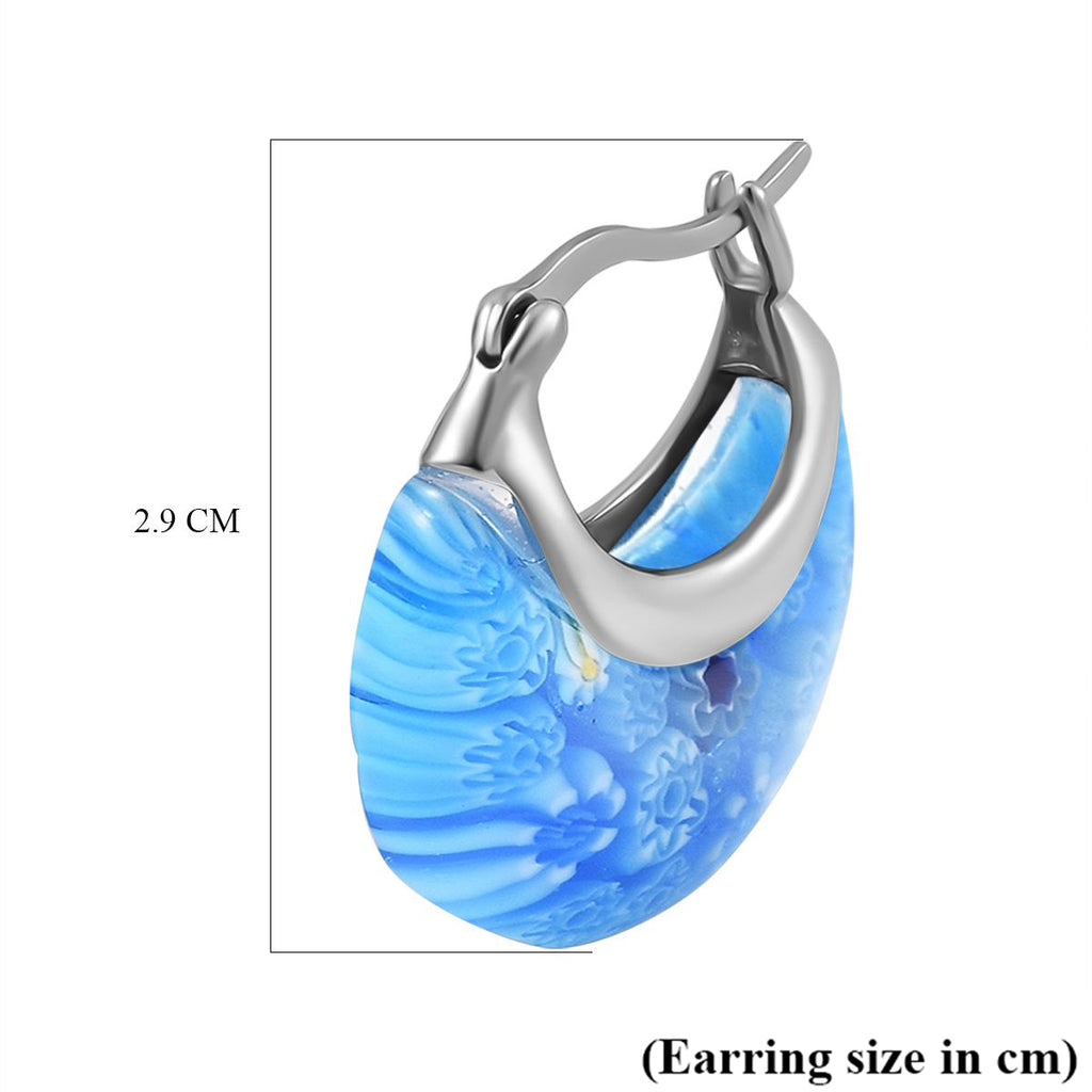 Blue Murano Glass Earring with Clasp in Stainless Steel._1988038_5