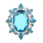 White and Blue Austrian Crystal Brooch in Silver Tone