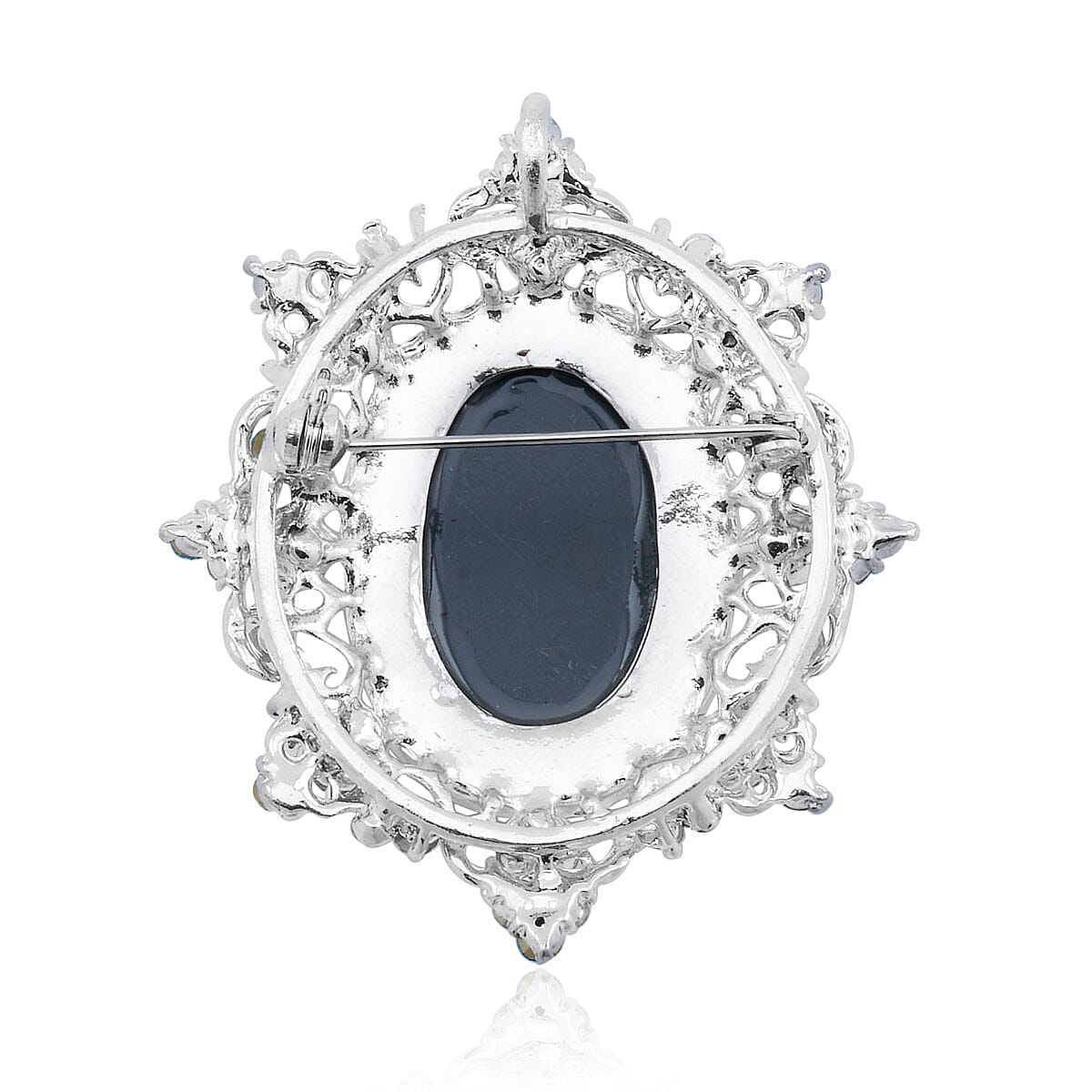 White and Blue Austrian Crystal Brooch in Silver Tone 1992736 2