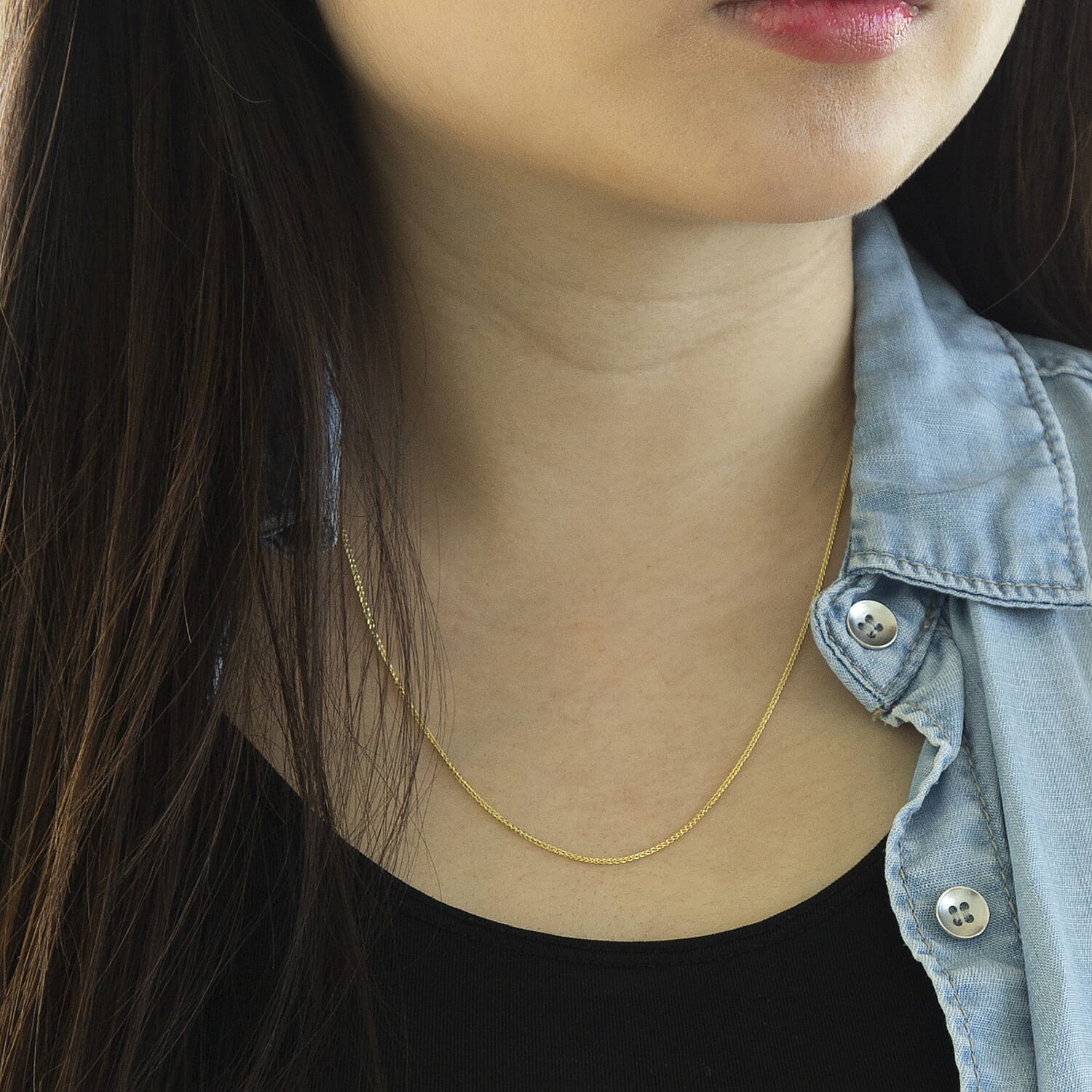 1mm Adjustable Spiga Chain 18 Inch to 20  Inch in 9K Yellow Gold 7575464 1