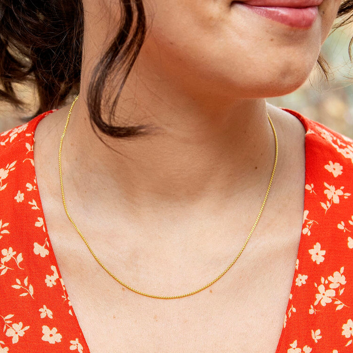 1mm Spiga Chain 16 Inch in 9K Yellow Gold 7575467 2
