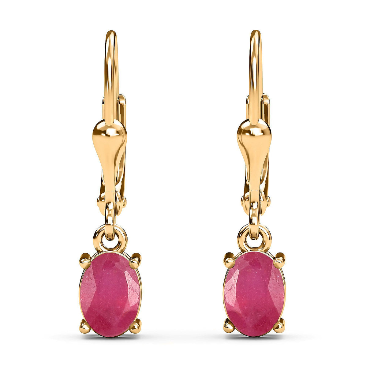 2.25 Ct African Ruby Solitaire Lever Back Earrings in Gold Plated Sterling Silver V32513438 0