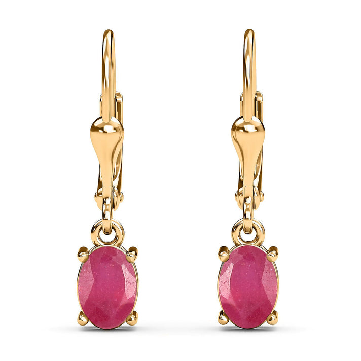 2.25 Ct African Ruby Solitaire Lever Back Earrings in Gold Plated Sterling Silver 3341877 1