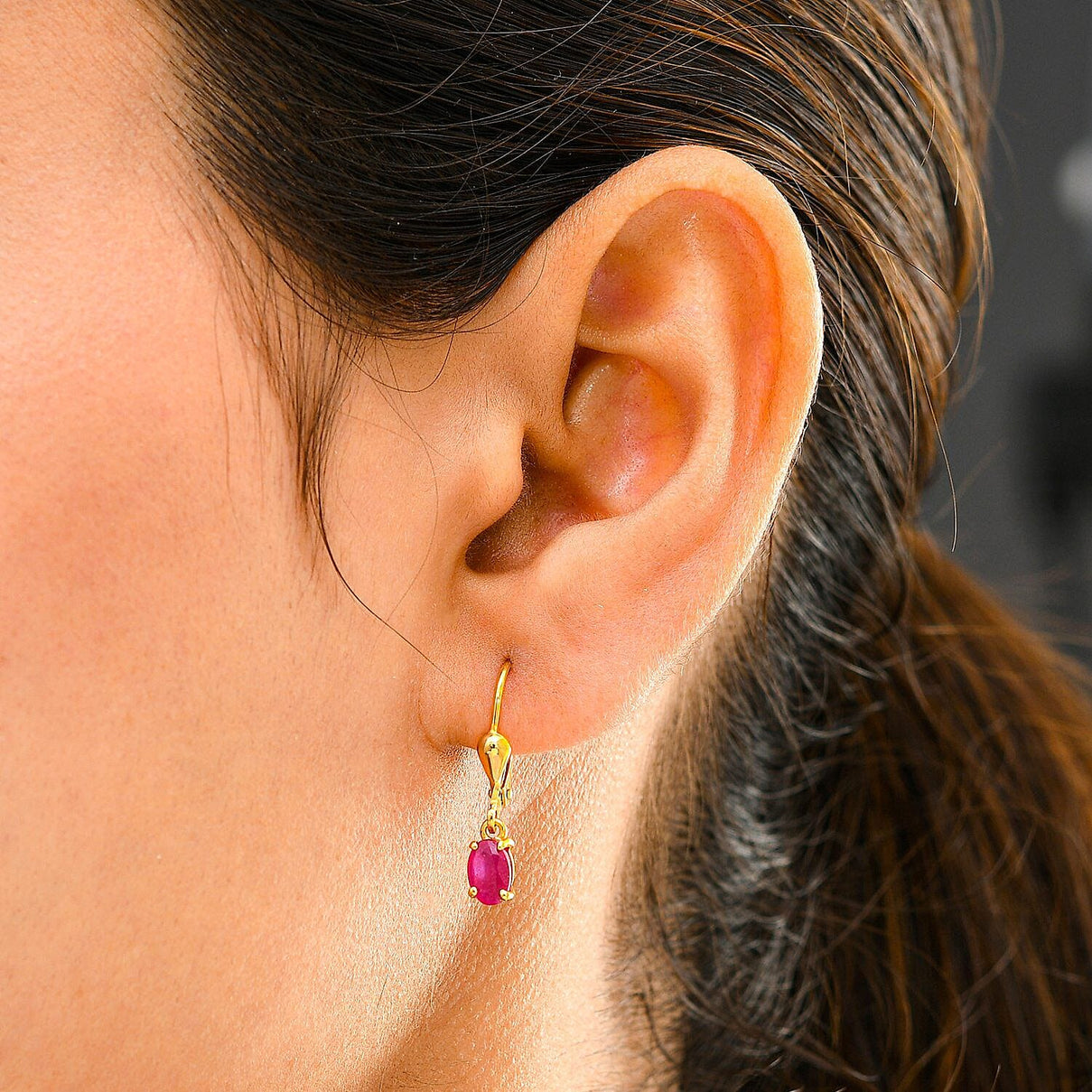 2.25 Ct African Ruby Solitaire Lever Back Earrings in Gold Plated Sterling Silver V32513438 3