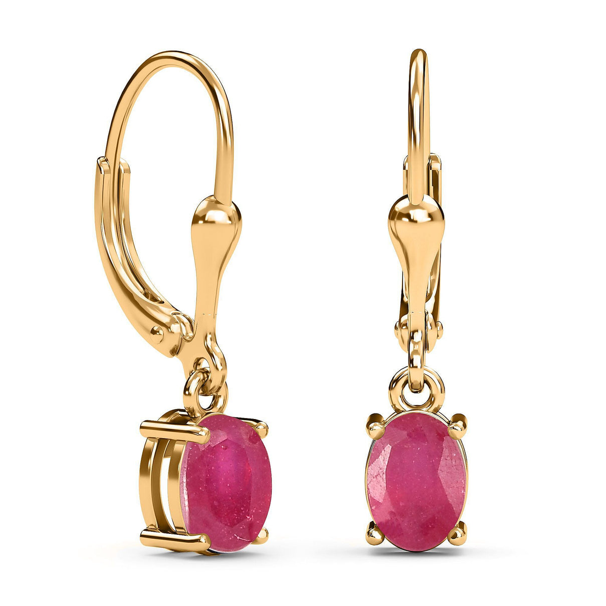 2.25 Ct African Ruby Solitaire Lever Back Earrings in Gold Plated Sterling Silver V32513438 4